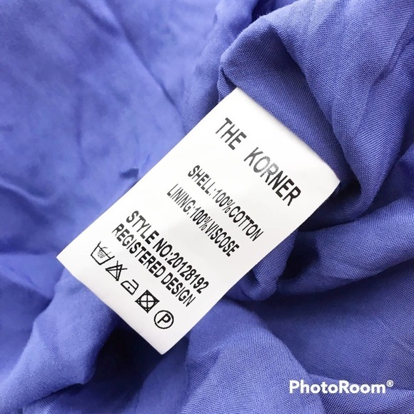 The Korner blue printed palm print and white lace dress nwot size S - Picture 7 of 9